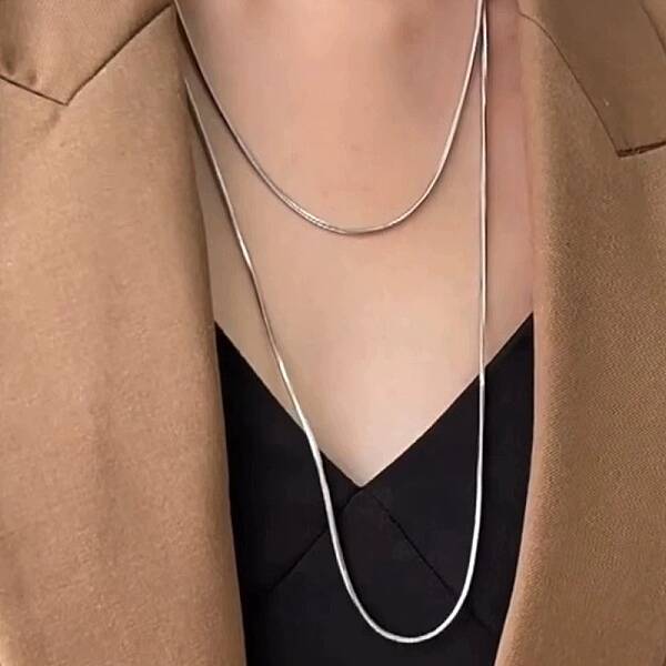 1.6MM 304 Stainless Steel Snake Chain Long Necklaces