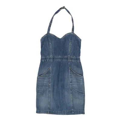 Armani Jeans Mini Halterneck Dress - Small Blue Cotton