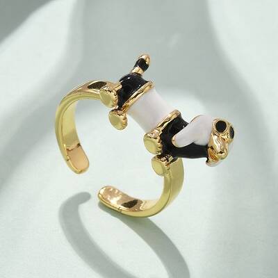 Brass Enamel Cuff Finger Rings
