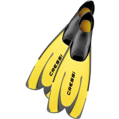 Used Cressi Agua Full Foot Fins, Yellow, Size - US Man 5.5/6.5 | US Lady 6.5/7.5 | EU 37/38