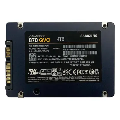 MZ-77Q4T0E Samsung 870 QVO Series 4TB 2.5-inch 6GB/s SATA 4GB Cache V-NAND 4bit MLC (QLC) Solid State Drive