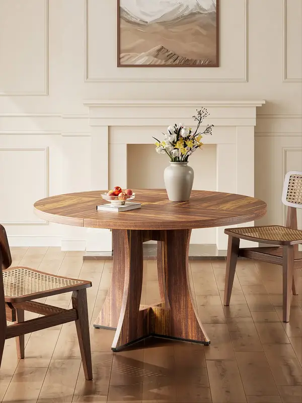 【FallDealsForYou】ONBRILL 47 inch Round Dining Table for 4-6 People, Circle Kitchen MDF Table for Dining Room Living Room,...