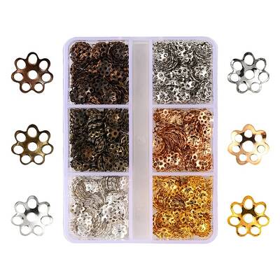 1200Pcs 6 Style Iron Bead Caps