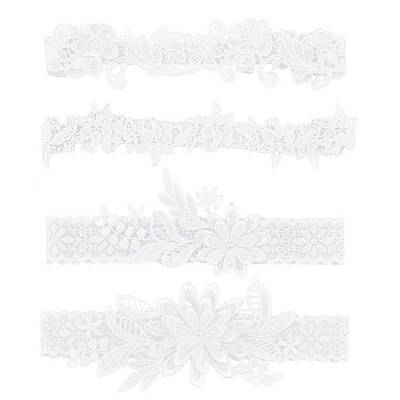 4 Style 4 pcs Polyester Lace Elastic Bridal Garters