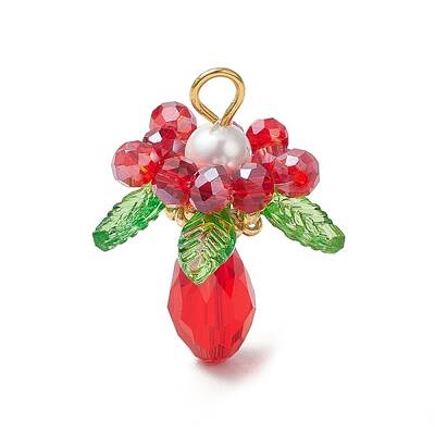 Glass with Round Shell Pearl and Acrylic Charms Pendants