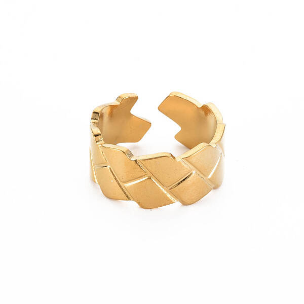 Ion Plating(IP) 304 Stainless Steel Texture Open Cuff Ring for Women