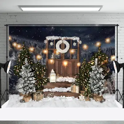 Aperturee Winter Wonderland Christmas Scene Gifts Backdrop - Aperturee