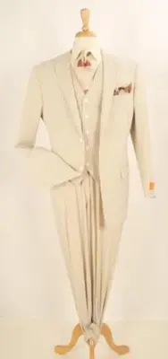 Beige Seersucker Suit
