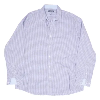 NAUTICA Shirt Blue Check Long Sleeve Mens L