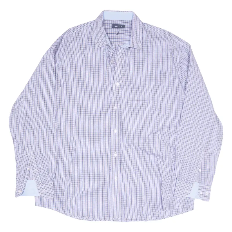 NAUTICA Shirt Blue Check Long Sleeve Mens L
