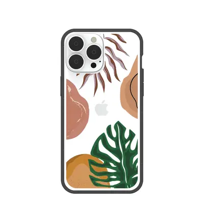 Clear Abstract Botanics iPhone 13 Pro Max Case With Black Ridge