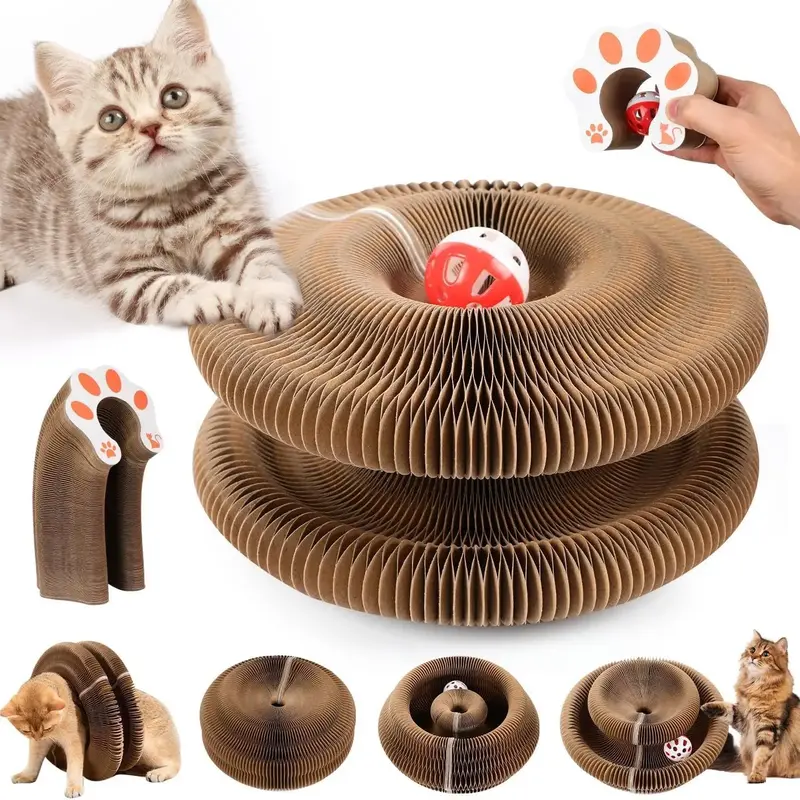 Magic Organ Cat Scratching Board, 1 Count Interactive Scratch Pad with Ball, Cat Scratcher for Grinding Claw, Furniture Prote...