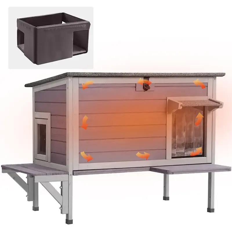 Aivituvin-AIR91-IN Insulated/Heated Outdoor Cat House| Warm Liner Inside,Stray Cat House,Winter Cat Shelter,Cat Cage
