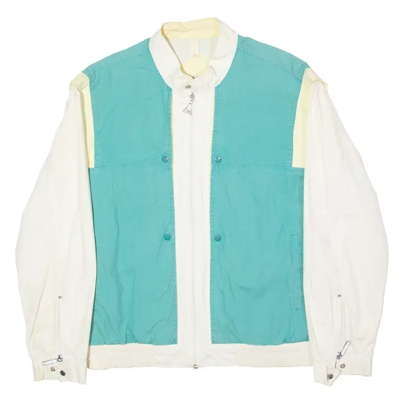 SIERRA Mens Windbreaker Jacket Cream 90s Colourblock L
