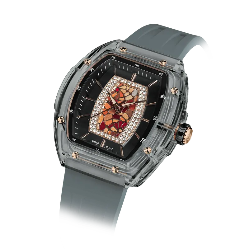 TSAR BOMBA Women's Quartz Watch | Grey | Swiss Movement Wristwatch | Cubic Zirconia Mother of Pearl Dial | Waterproof Sapphir...