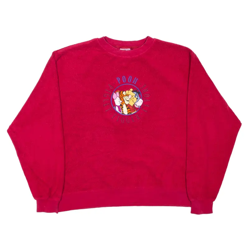 DISNEY Winnie The Pooh Fleece Sweatshirt Red Mens S