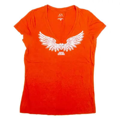 ARMANI EXCHANGE Womens T-Shirt Red V-Neck L