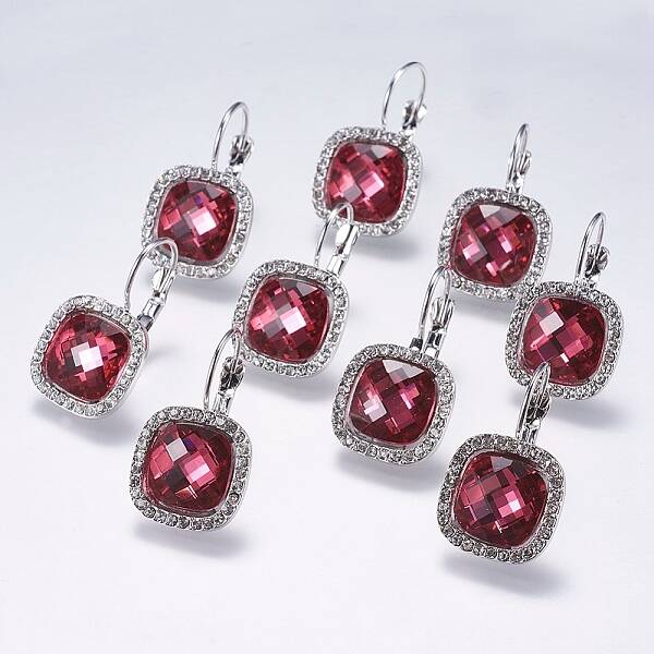Brass Micro Pave Cubic Zirconia Leverback Earrings