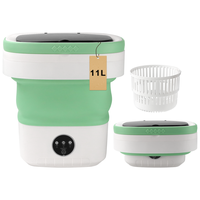 Foldable Green Washing Machine, 11L Portable Washer and Dryer Combo, One-Button Operation for Gentle Washing, Perfect for Sma...