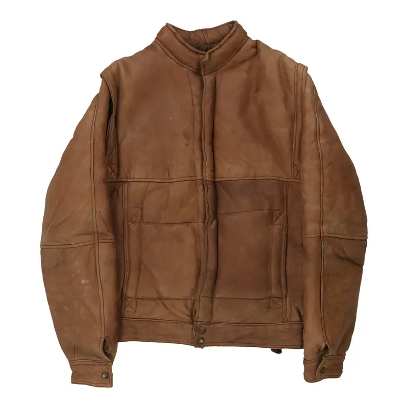 1980's Unbranded Leather Jacket - Medium Brown Suede