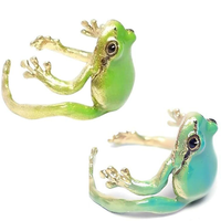 2025 Fashionable Tree Frogs Rings Adjustable Open Rings High Polish Jewelry for Men and Women Stylish Party Ornament,1pack,2p...
