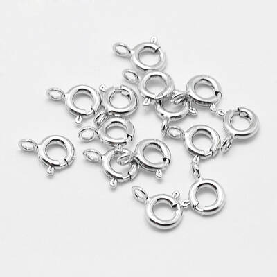 Anti-Tarnish Rhodium Plated 925 Sterling Silver Spring Ring Clasps