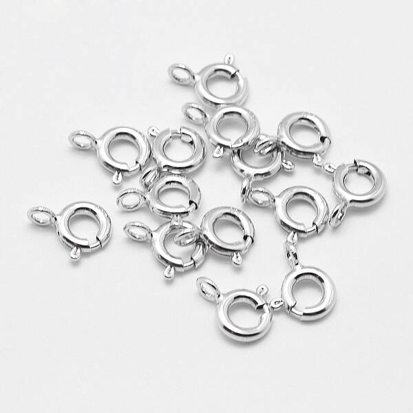 Anti-Tarnish Rhodium Plated 925 Sterling Silver Spring Ring Clasps