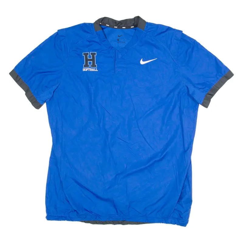 NIKE H Softball Mens Sweatshirt Blue Button Neck M