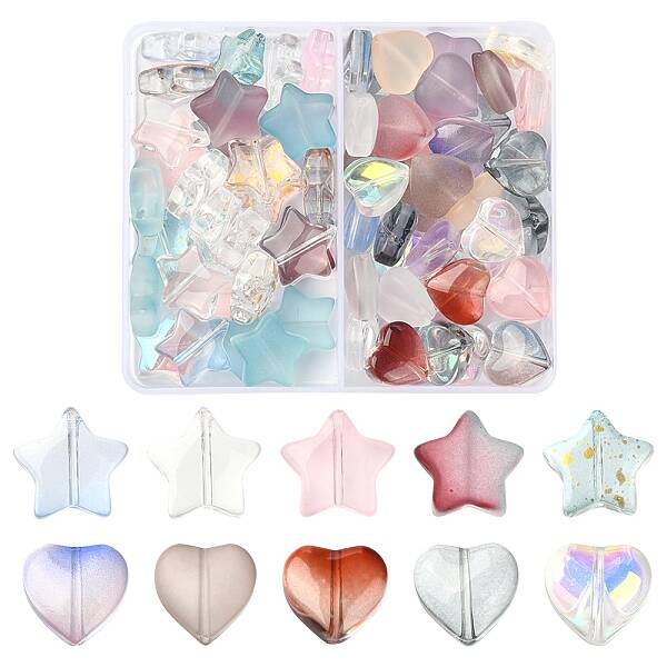 70Pcs Transparent and Frosted Glass Beads
