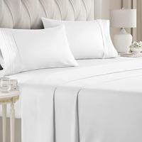 CGK Linens 4 Piece Sheet Set - Hotel-Like Luxury, Soft Cooling Microfiber for All Bed Sizes, Machine Wash, Embroidery,