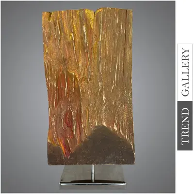 Creative Rectangular Wood Sculpture Hand Carved Modern Sculpture Gold Wood Desktop Art for Home | WOODEN GOLD 18.5"x9&qu...