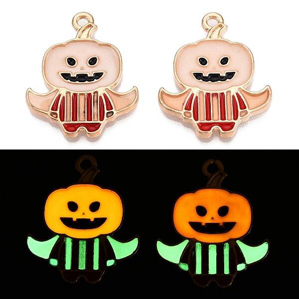 Halloween Theme Rack Plating Luminous Alloy Enamel Pendants