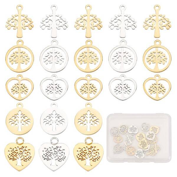 20Pcs 10 Style 304 Stainless Steel Charms
