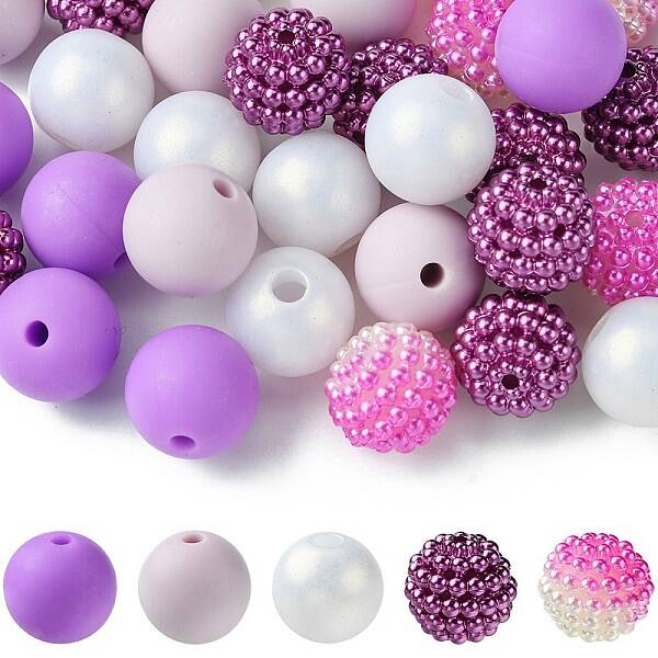 DIY Round Silicone & Acrylic & Berry Beads Making Findings Kits