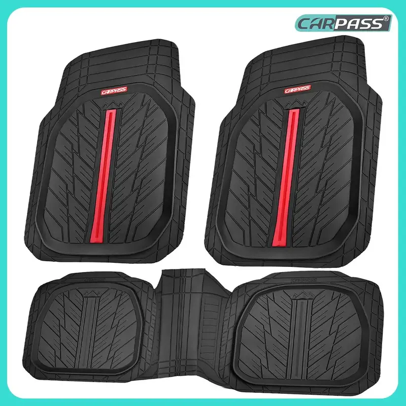 CAR PASS Tire Tread DeepDish Rubber Floor Mats，Heavy Duty car mats， Universal XL~M ，Fit for Truck SUV Vehicle Automotiv...