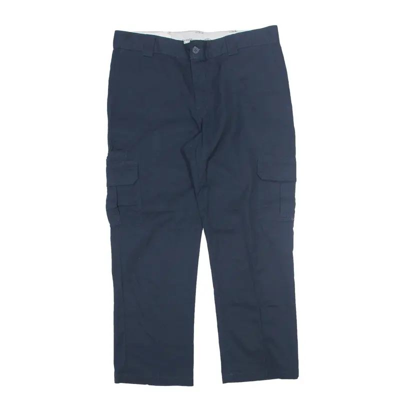 DICKIES Flex Cargo Workwear Trousers Blue Regular Straight Mens W38 L30
