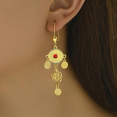 Fashionable Vintage Exotic Brass Flat Round Hoop Earrings