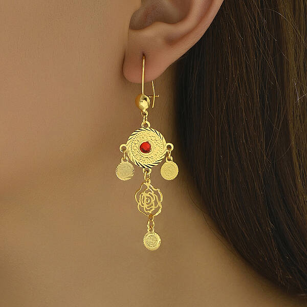 Fashionable Vintage Exotic Brass Flat Round Hoop Earrings