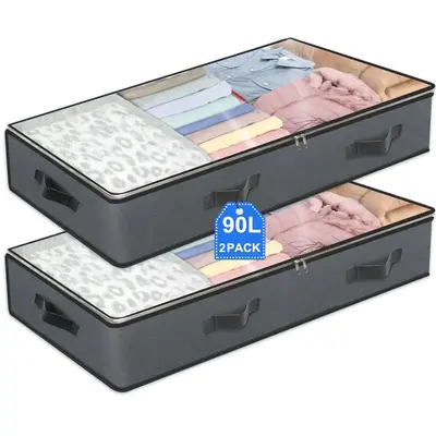 Large Capacity Under Bed Storage Bag, 2/4/6 Counts Foldable Bedding Storage Organizer, Storage Bag for Blanket, Towel, Comfor...