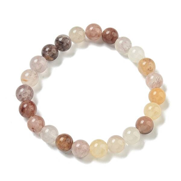 Natural Chalcedony Round Beaded Stretch Bracelets for Women