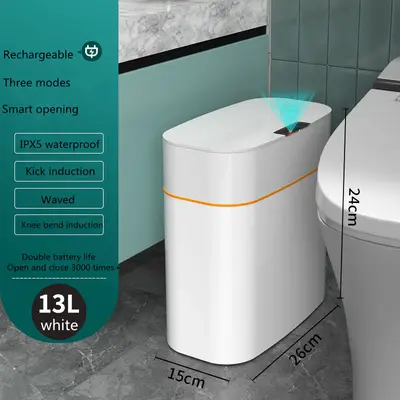 Smart Trash Can With Lid For Bedroom And Living Room Kitchen Storage Box Trash Can Induction Small Car Box Automatic Smart Du...
