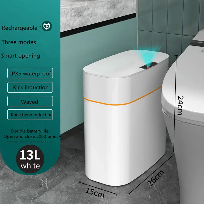 Smart Trash Can With Lid For Bedroom And Living Room Kitchen Storage Box Trash Can Induction Small Car Box Automatic Smart Du...