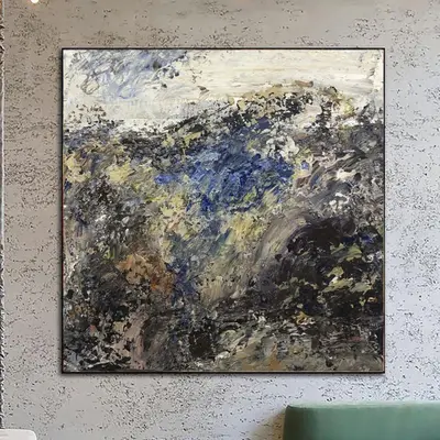 Abstract Acrylic Painting Canvas Brush Stroke Art Heavy Textured Wall Art Abstract Expressionism Painting for Living Room Wal...