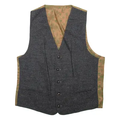 Mens Blazer Waistcoat Brown Geometric M