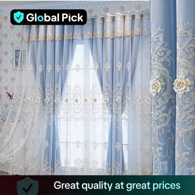 Flower Embroidery Curtain, 1 Count Double Layer Window Curtain, Window Drapes for Home Living Room Bedroom, Home Decor, Home ...