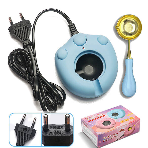 25A 250V Cat Paw Print Plastic Electric Wax Seal Warmer Kit with Spoon