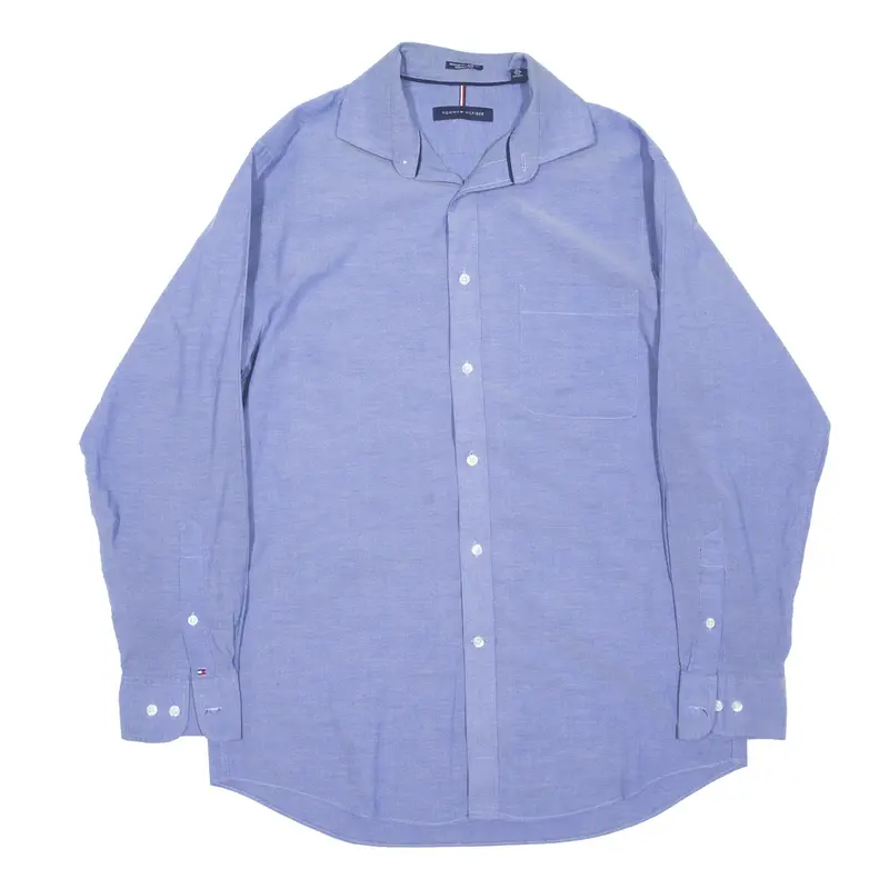 TOMMY HILFIGER Plain Shirt Blue Long Sleeve Mens M