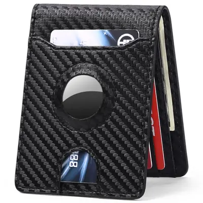 Men's Wallet with RFID Blocking plus Air tag holder and Money Pocket