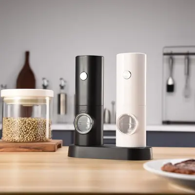 Electric Salt & Pepper Grinding Tool Set, Automatic Pepper Mill Grinding Tool with LED Light, Adjustable Coarseness Shakers,...