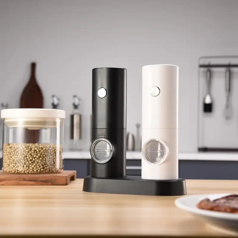 Electric Salt & Pepper Grinding Tool Set, Automatic Pepper Mill Grinding Tool with LED Light, Adjustable Coarseness Shakers,...